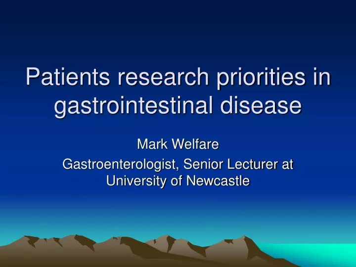 patients research priorities in gastrointestinal disease