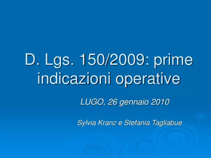 d lgs 150 2009 prime indicazioni operative