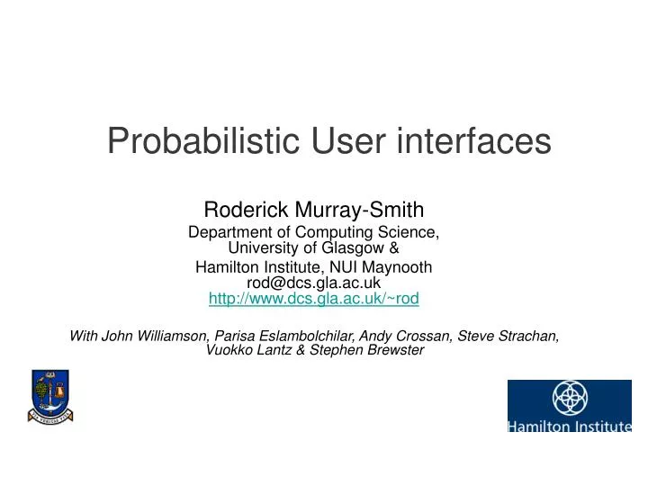 probabilistic user interfaces