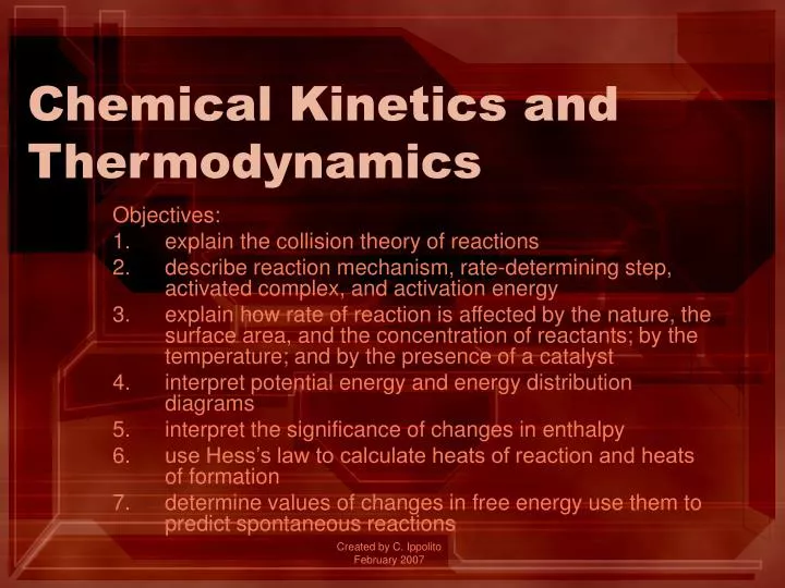 chemical kinetics and thermodynamics
