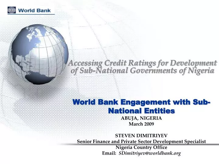 accessing credit ratings for development of sub national governments of nigeria