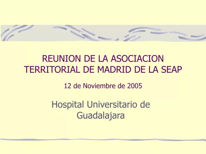 reunion de la asociacion territorial de madrid de la seap 12 de noviembre de 2005