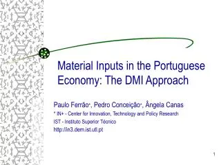 Material Inputs in the Portuguese Economy: The DMI Approach