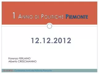 1 anno di politiche piemonte