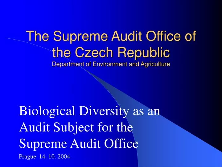 the supreme audit office of the czech republic department of environment and agriculture