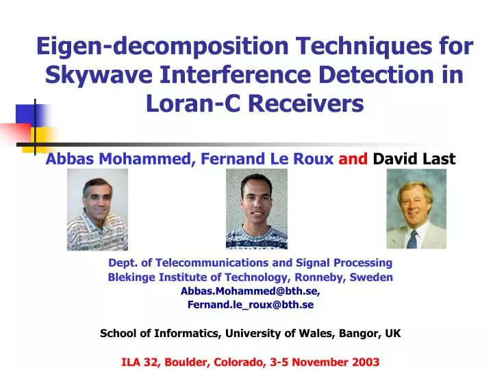 eigen decomposition techniques for skywave interference detection in loran c receivers