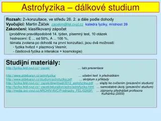 Astrofyzika – dálkové studium