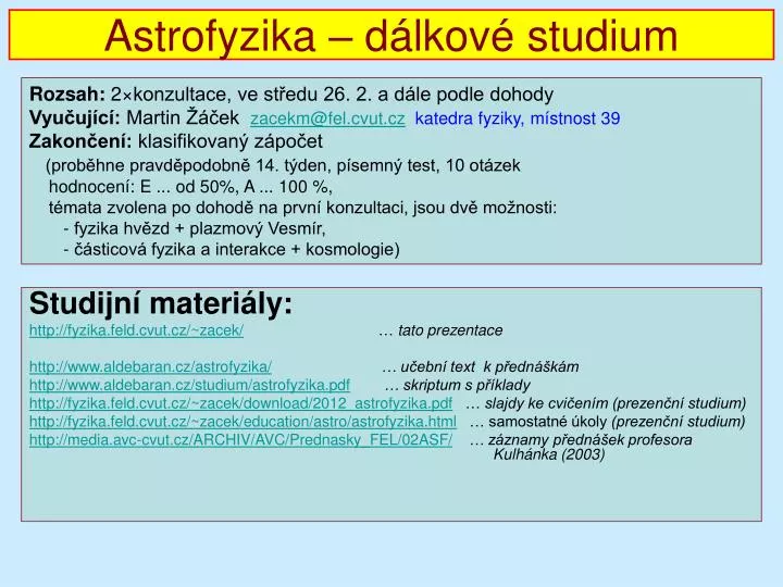 astrofyzika d lkov studium