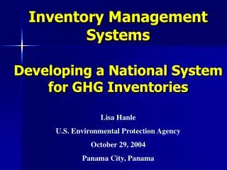 Inventory Management Systems Developing a National System for GHG Inventories