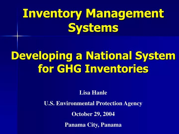 inventory management systems developing a national system for ghg inventories
