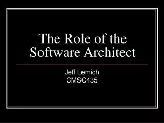The Role of the Software Architect
