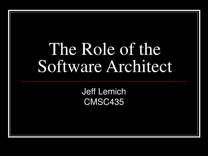 the role of the software architect