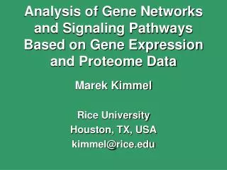 Analysis of Gene Networks and Signaling Pathways Based on Gene Expression and Proteome Data