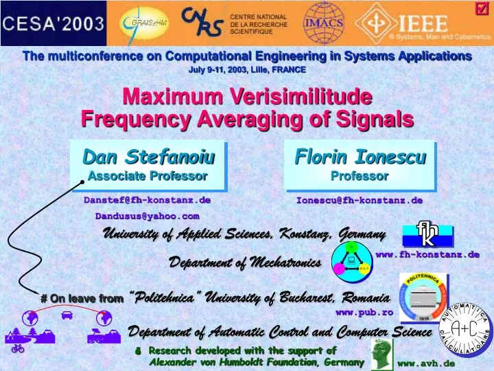 maximum verisimilitude frequency averaging of signals