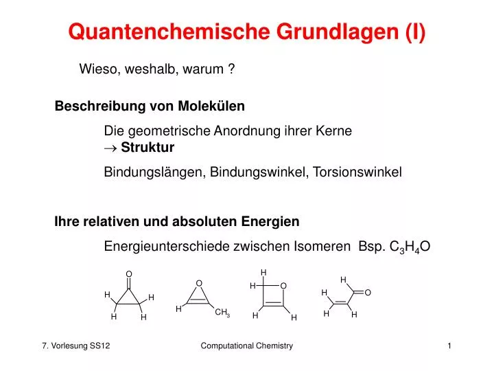 quantenchemische grundlagen i