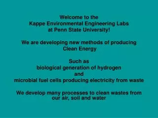 Welcome to the Kappe Environmental Engineering Labs at Penn State University!