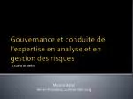 Gouvernance et conduite de l’expertise en analyse et en gestion des risques - slide 1