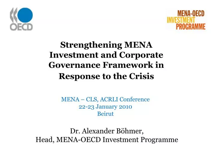 strengthening mena investment and corporate governance framework in response to the crisis