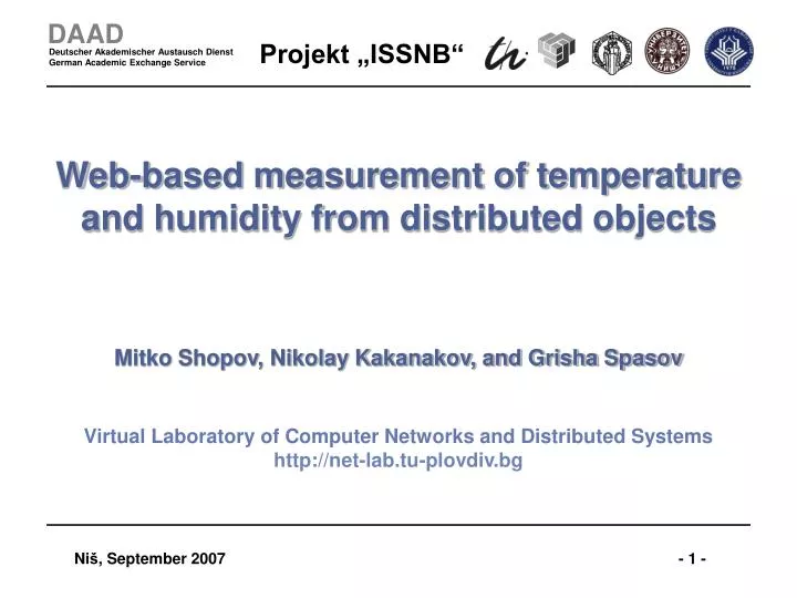 web based measurement of temperature and humidity from distributed objects