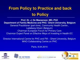 From Policy to Practice and back to Policy