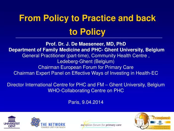 from policy to practice and back to policy