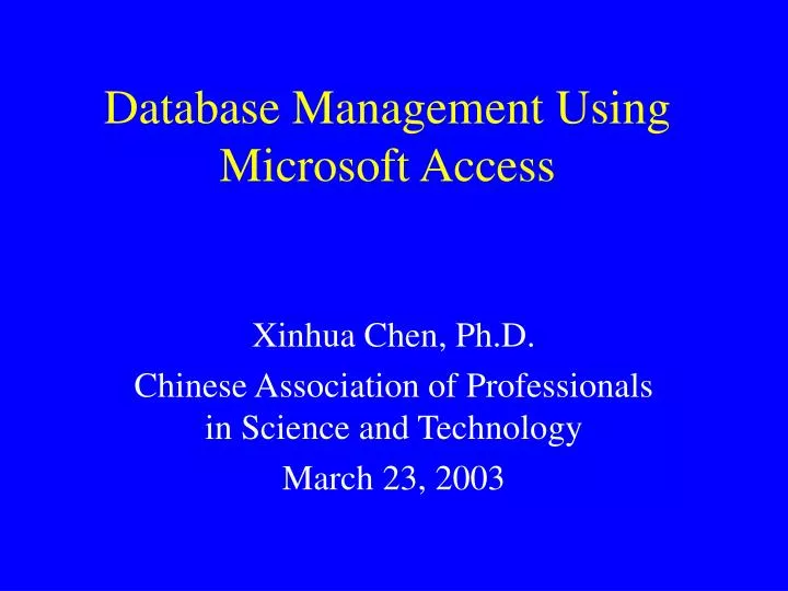 database management using microsoft access