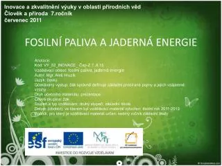 fosiln paliva a jadern energie