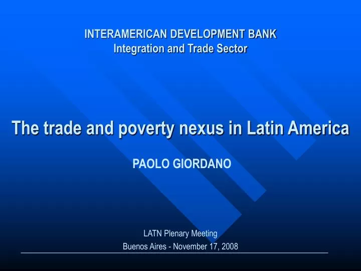 interamerican development bank integration and trade sector