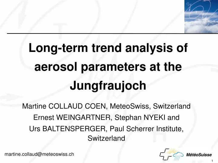 long term trend analysis of aerosol parameters at the jungfraujoch