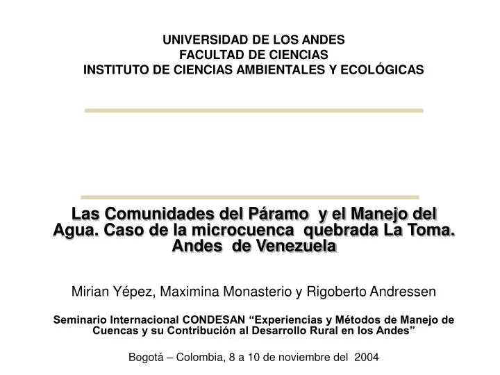 universidad de los andes facultad de ciencias instituto de ciencias ambientales y ecol gicas