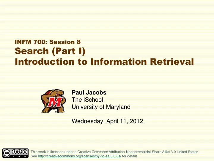 infm 700 session 8 search part i introduction to information retrieval