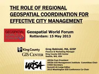 The Role of Regional Geospatial Coordination for Effective City Management