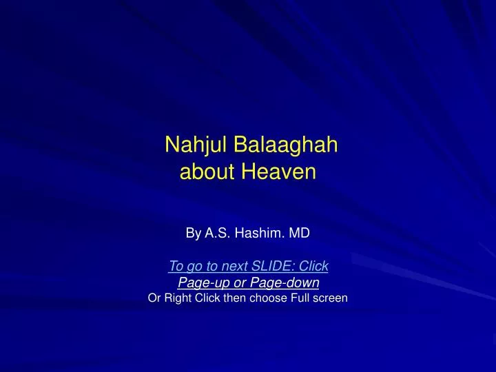 nahjul balaaghah about heaven