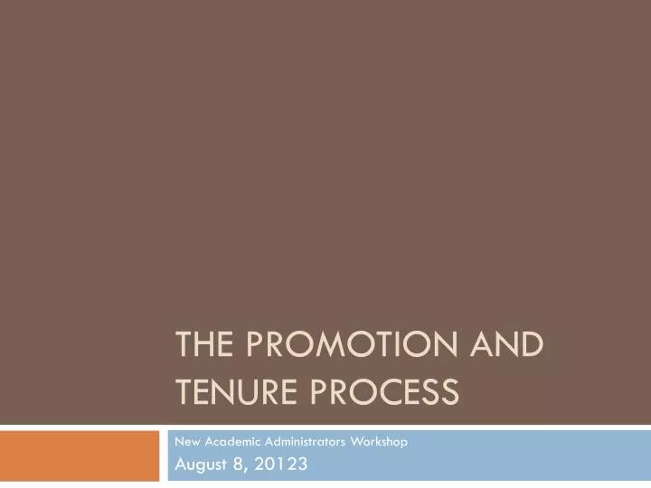 the promotion and tenure process