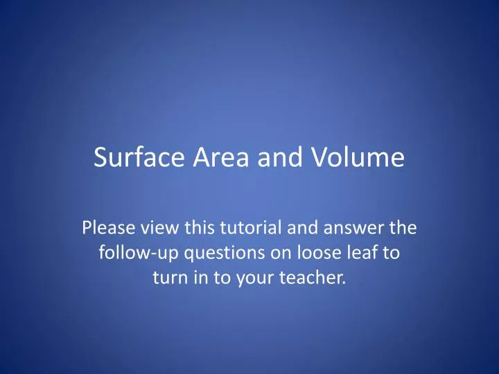 surface area and volume