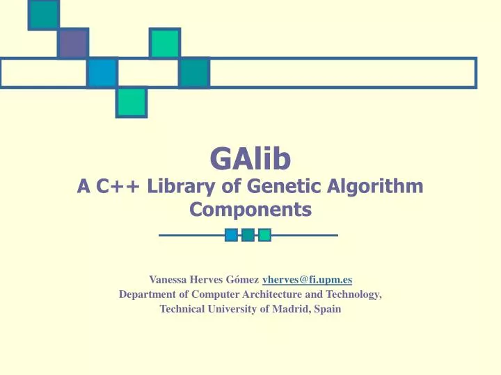 galib a c library of genetic algorithm components