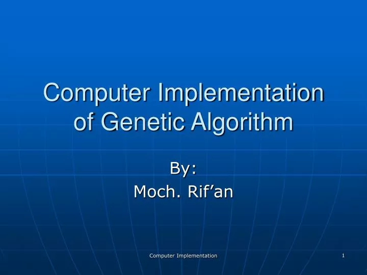 computer implementation of genetic algorithm