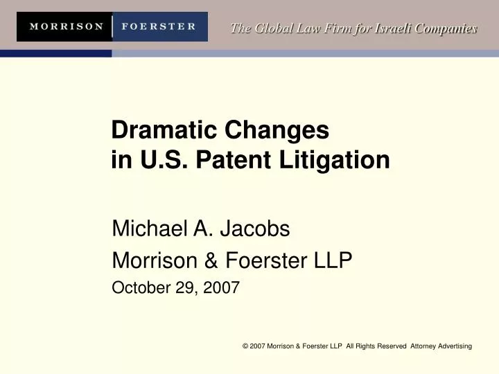 dramatic changes in u s patent litigation