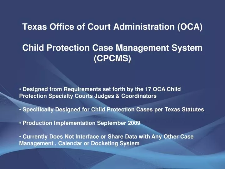 texas office of court administration oca child protection case management system cpcms