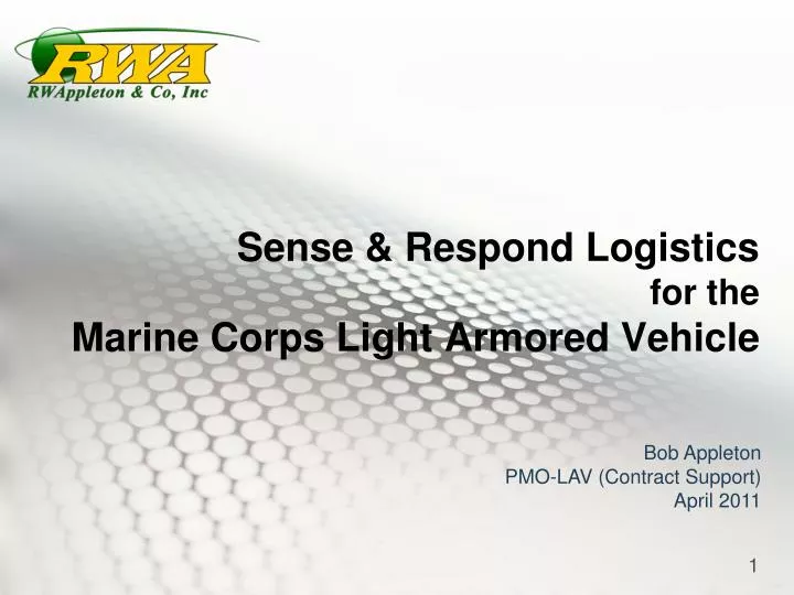 sense respond logistics for the marine corps light armored vehicle