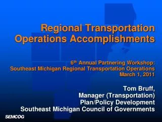 Southeast Michigan Transportation Operations Vision