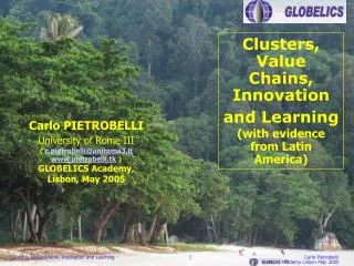 Clusters, Value Chains, Innovation and Learning ( with evidence from Latin America)