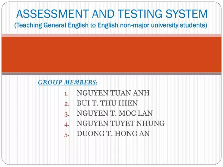 assessment and testing system teaching general english to english non major university students