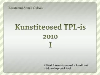 koostanud anneli oidsalu