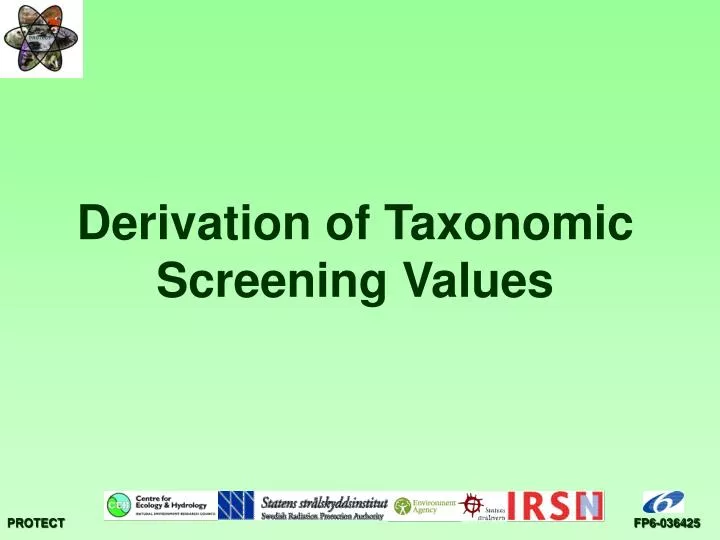 derivation of taxonomic screening values