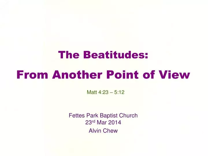 the beatitudes from another p oint of view