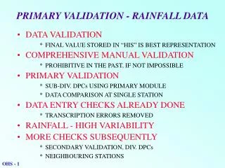 PRIMARY VALIDATION - RAINFALL DATA