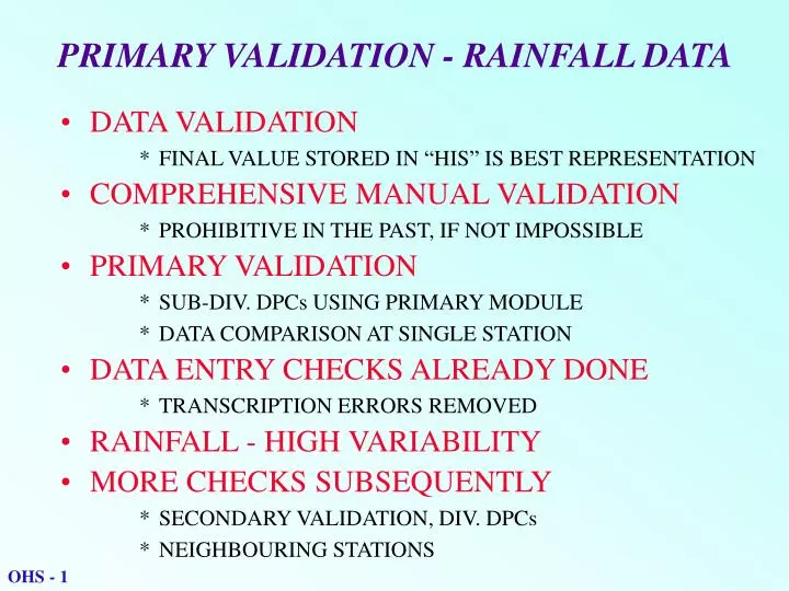 primary validation rainfall data