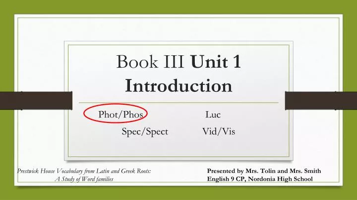 book iii unit 1 introduction
