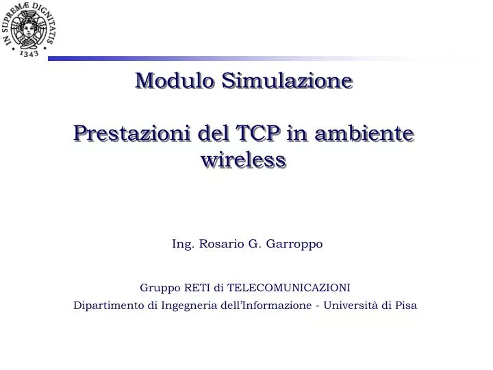 modulo simulazione prestazioni del tcp in ambiente wireless